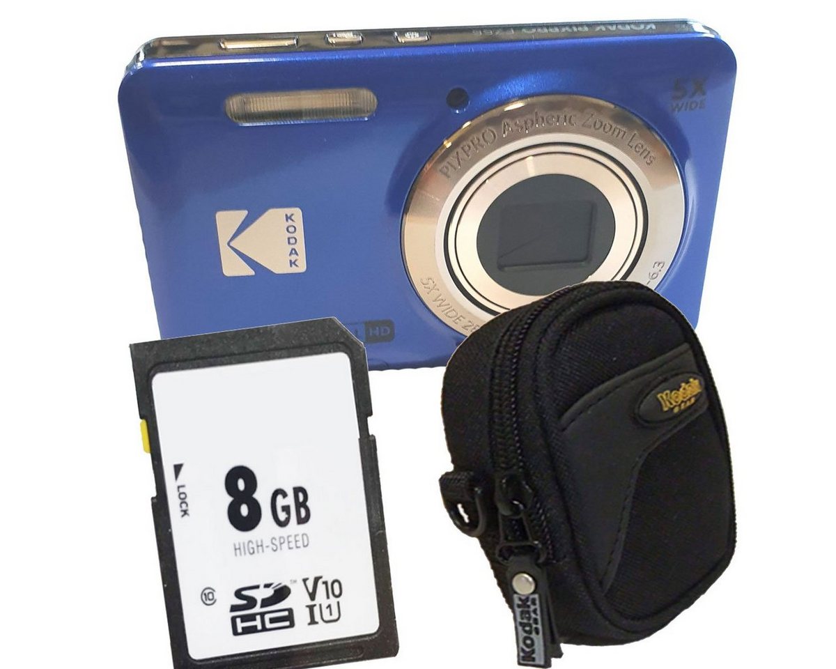 Kodak FZ55 blau Digitalkamera Set, 16 MP, 5x opt. Zoom, 28mm Weitwinkel, 6.9 cm LCD, Full HD-1080p