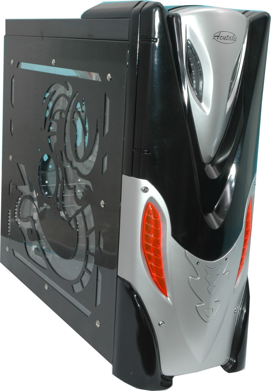 Acutake ACU-ALIEN Midi Tower PC-Gehäuse, transparent mit innovativem Gaming-Design und Glas-Seiten