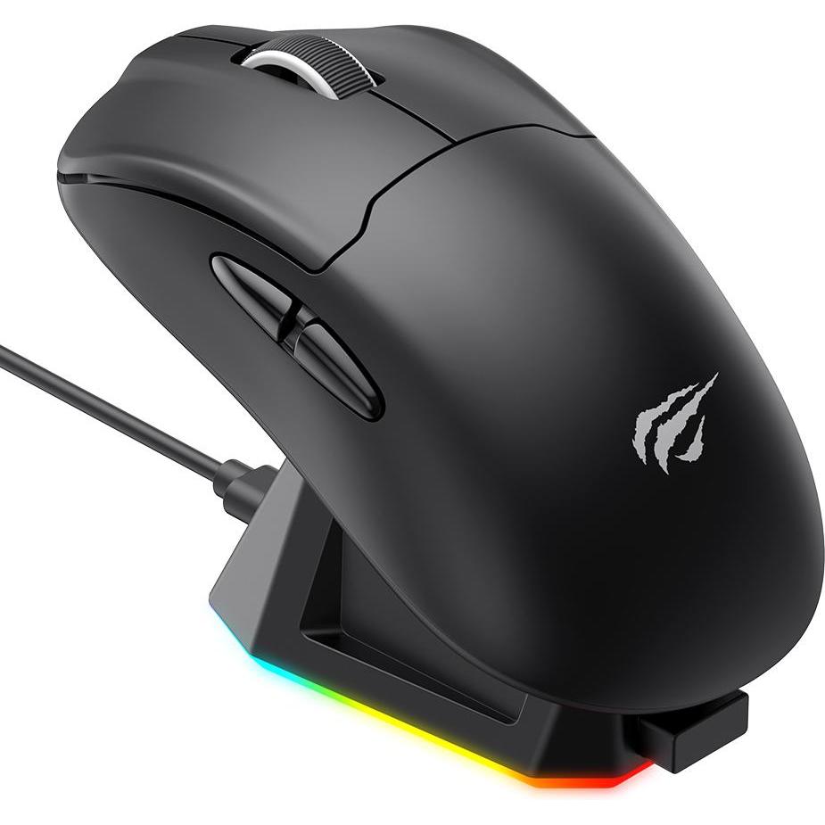 Havit MS979WB, Kabellose Gaming-Maus mit 19.000 DPI, ergonomischem Design und RGB-Beleuchtung, Schwarz