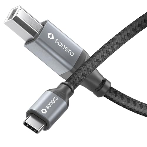 Sonero USB 2.0 Kabel, Verbindungskabel C-Stecker auf B-Stecker, 480 MB/s, space grey/schwarz, 1,00m