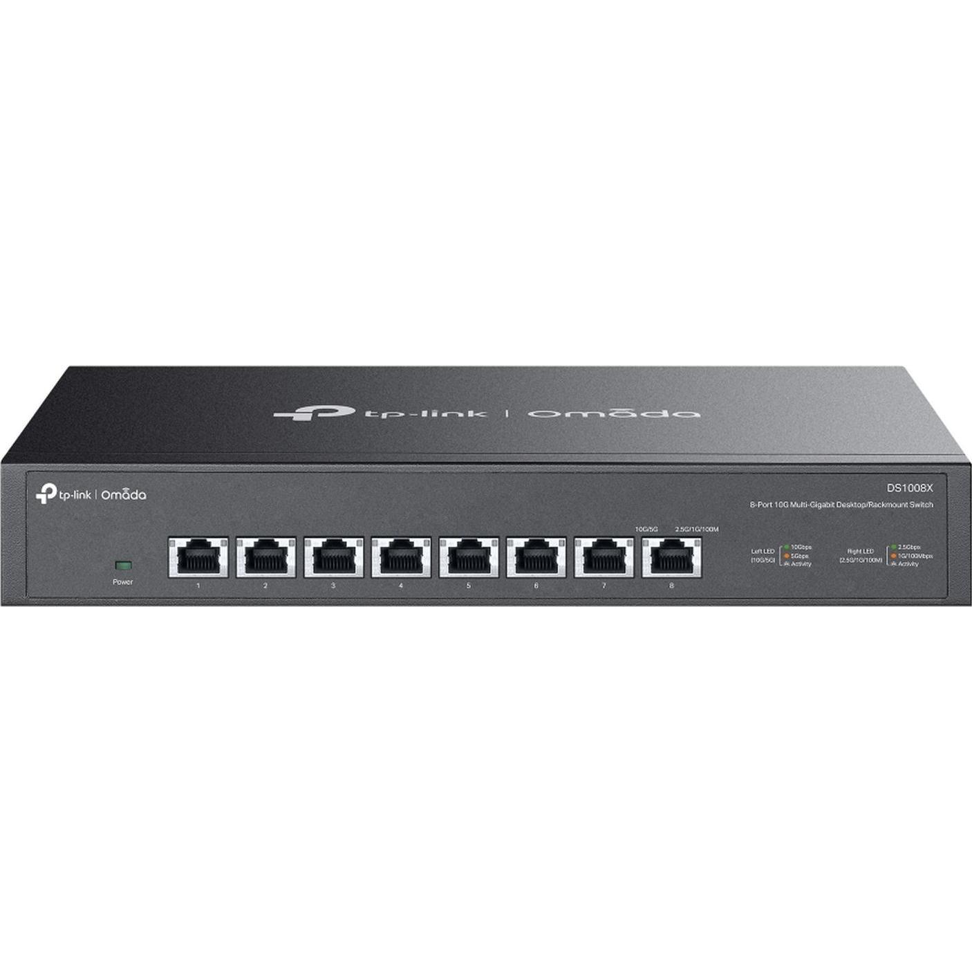 TP-Link OMADA DS1008X, 8-Port 10G Multi-Gigabit Switch mit 8x 10G RJ45 Ports, unmanaged, schwarz
