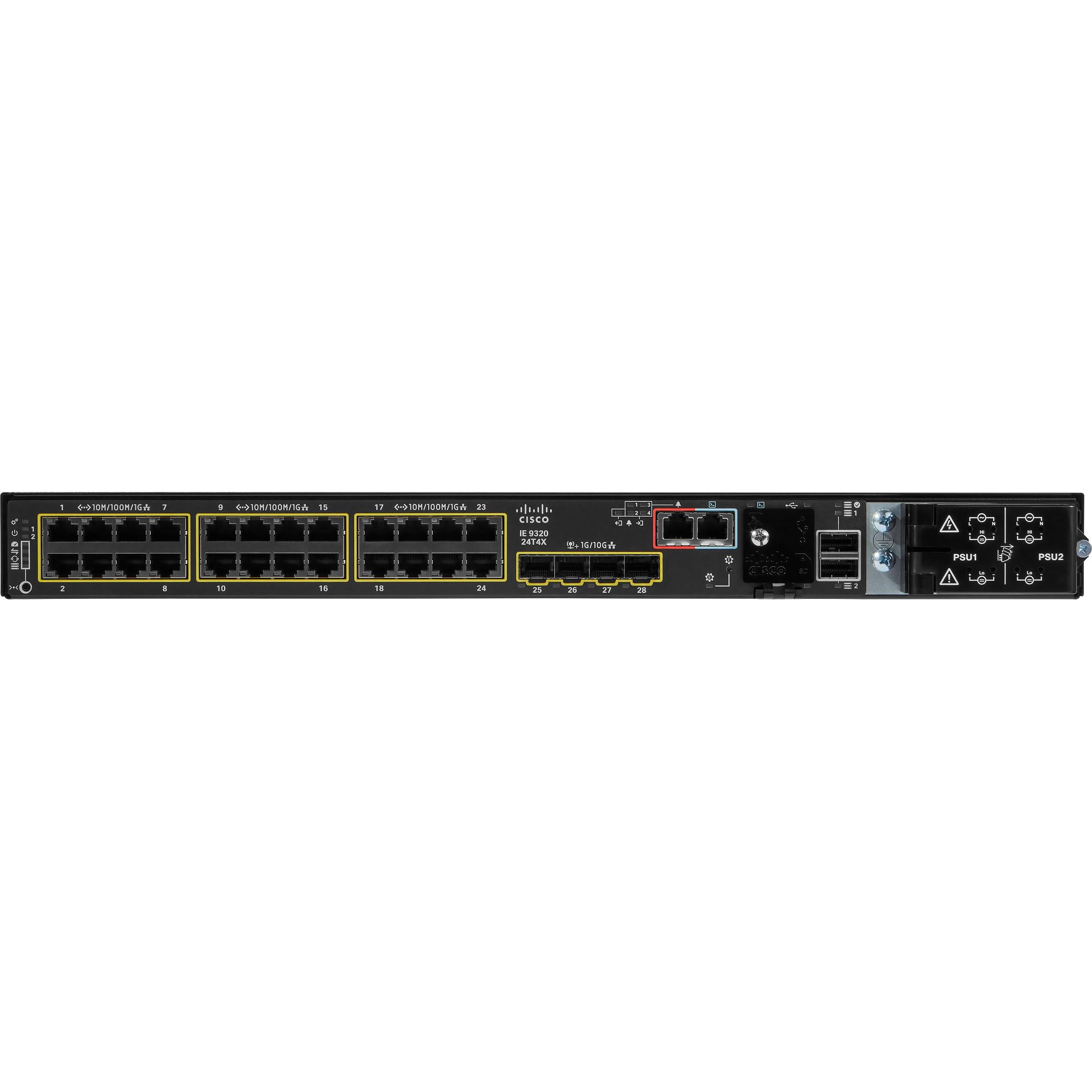 Cisco Catalyst IE9300, 24 Port Netzwerk Switch mit 4 10G Uplinks für industrielle Anwendungen, Schwarz