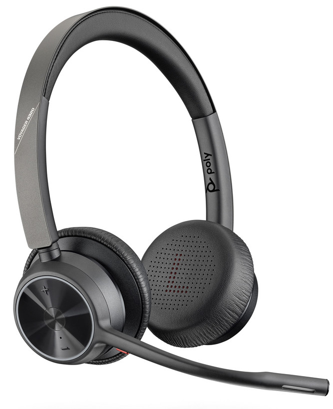 Poly Voyager 4320 UC USB-A Headset, schnurloses Bluetooth-Headset mit Acoustic Fence-Technologie und 24 Stunden Sprechzeit, Stereo