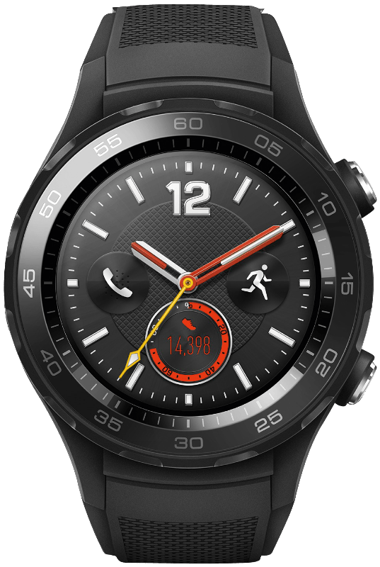 Huawei Watch 2 GPS + SIM-Slot Smartwatch Unisex, Einheitsgröße, Metallgehäuse, Carbon Black