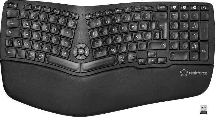 Renkforce RF-WKB-510 Bluetooth, Funk Tastatur Deutsch, QWERTZ Schwarz Ergonomisch, Wiederaufladbar (RF-4755406)