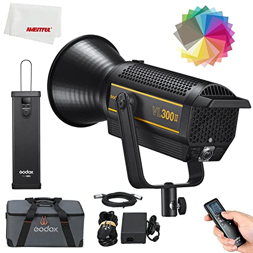 Godox VL300II LED Vedio Lichter, 5600K±200K Tageslicht, CRI 96+, TLCI 96, mit Effekteffekten für Neugeborene Fotografie,Studiobeleuchtung, Interview Beleuchtung, Videofilming.