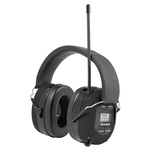 TechniSat STEREOMAN DAB+ OD - Kabelloser Stereo DAB+/FM Bluetooth-Kopfhörer mit integriertem Mikrofon und Gehörschutz, schwarz