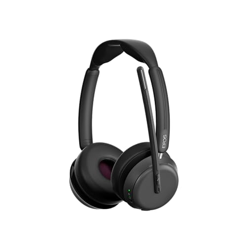 EPOS IMPACT 1060 Hochwertiges Büro-Bluetooth Headset - Beidseitig, EPOS AI verbesserte Sprachaufnahme, Super Wideband Audio - Schwarz