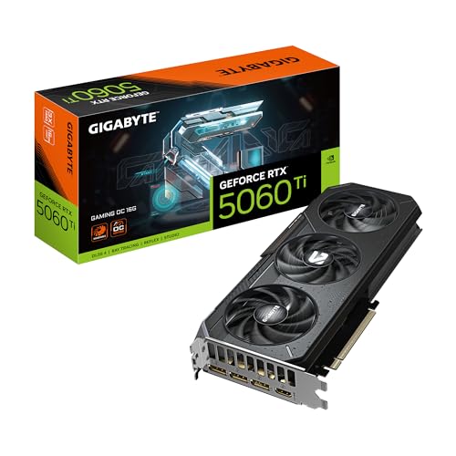 Gigabyte GeForce RTX 5060 Ti Gaming OC 16G Grafikkarte – 16 GB GDDR7, 128 Bit, PCI-E 5.0, 2647 MHz, WINDFORCE Kühlsystem, RGB Beleuchtung, Dual BIOS