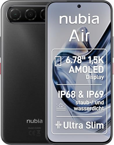 Nubia Air, Smartphone mit 8 GB RAM und 256 GB Speicher, schwarz