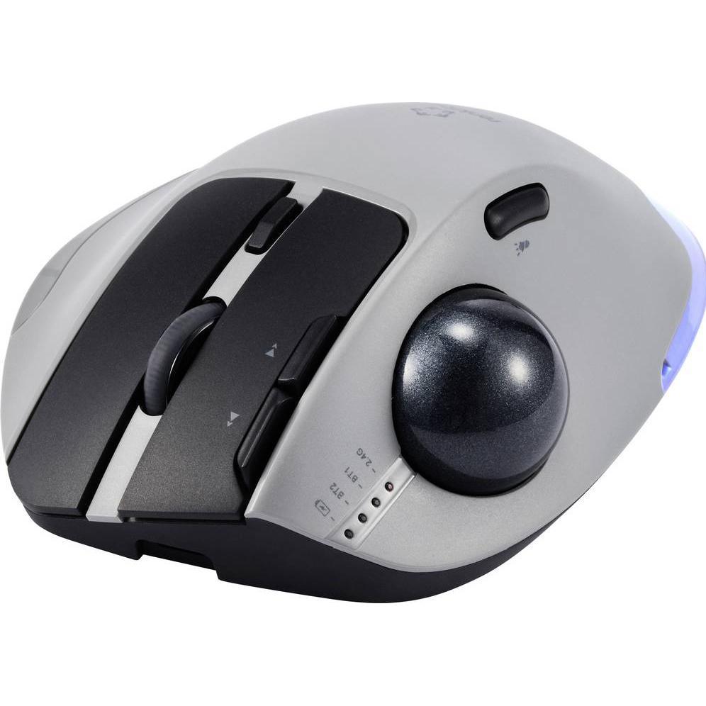 Renkforce RF-WLEM-500, Ergonomische kabellose Maus mit Bluetooth und 34 mm optischem Sensor, Grau/Schwarz