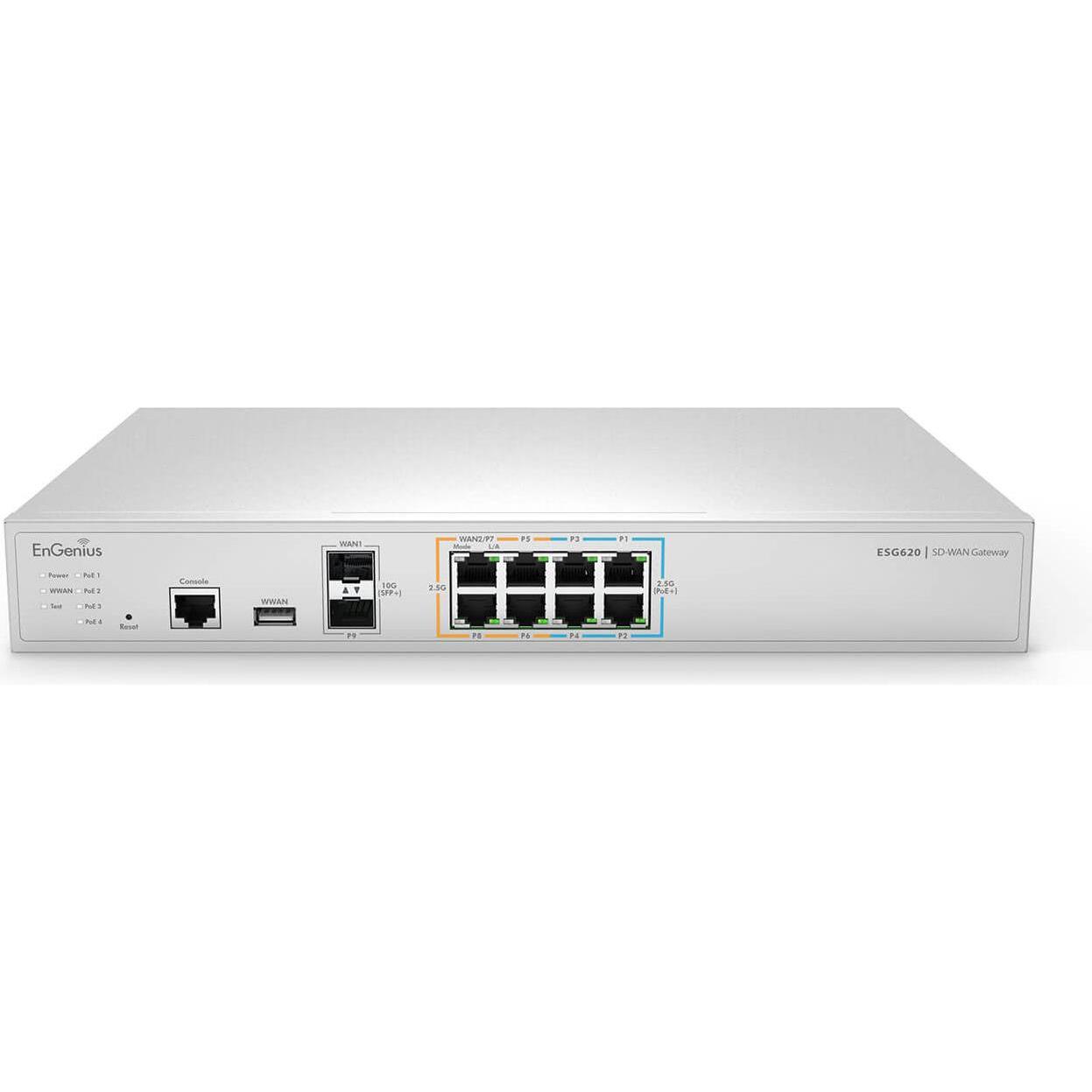 EnGenius ESG620 Cloud Managed Security Router, 2,2 GHz Quad-Core, 8192 MB RAM, 7700 Mbit/s Firewall-Durchsatz, Weiss