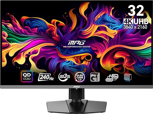 MSI MPG 321URX QD-OLED Gaming Monitor, 31,5 Zoll 4K UHD, 240 Hz, 0,03 ms, 99% DCI-P3, DisplayHDR True Black 400, RGB, USB Type-C