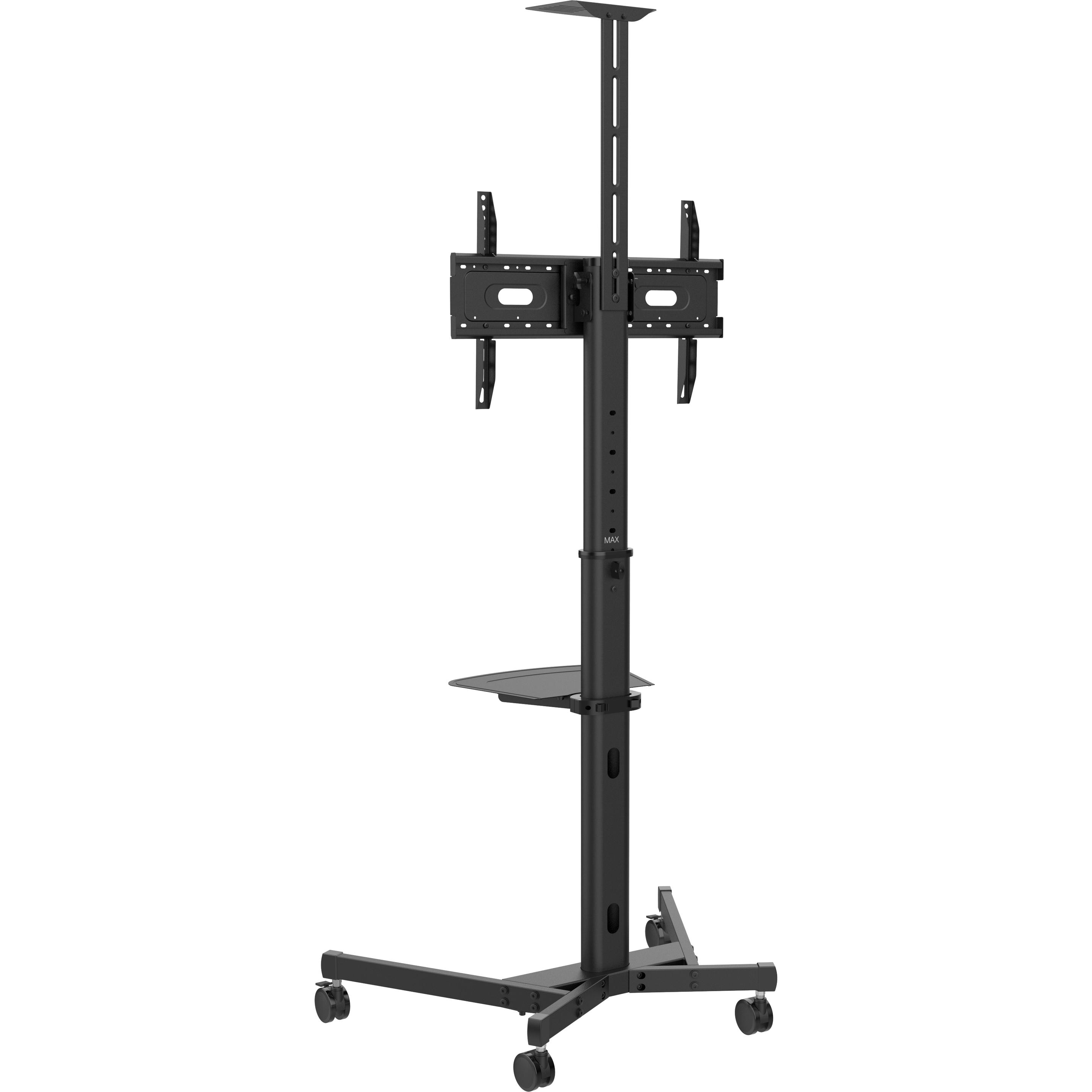 Vision Value Flat Panel Cart, TV Ständer für 80" Displays bis 50 kg, Schwarz, höhenverstellbar, drehbar, mit Lenkrollen