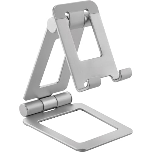 InLine Smartphone & Tablet Halter 55729A, klappbar aus Aluminium, rutschfest mit Kabelmanagement, für Geräte bis 10 Zoll