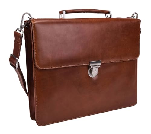Leonhard Heyden Cambridge Aktentasche aus 100% Leder, 38 cm mit Laptopfach, braun
