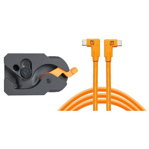 Tether Tools TetherGuard LeverLock & Cable Kit, USB-C auf USB-C, 4,6 m, 2 x rechtsgewinkelt, Orange, 5 Gb/s Übertragungsrate