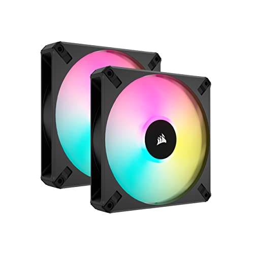 Corsair iCUE AF120 RGB ELITE 120mm PWM Dreifach-Lüfter-Kit - Acht RGB-LEDs Pro Lüfter - AirGuide-Technologie - Fluiddynamisches Lager - Inklusive iCUE Lighting Node CORE Controller - Schwarz