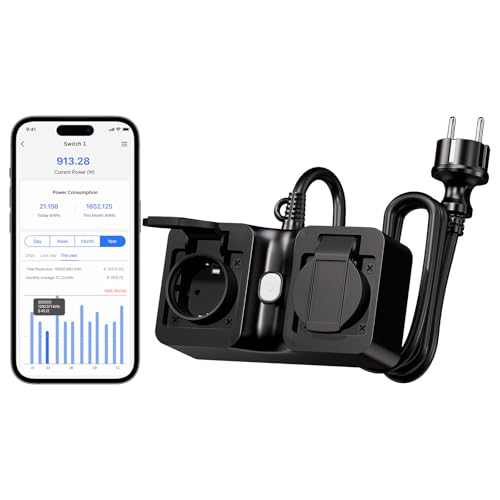 Meross Smart Plug, Indoor/Outdoor WiFi Steckdose mit HomeKit Unterstützung, robuste Bauweise für Smart-Home-Steuerung