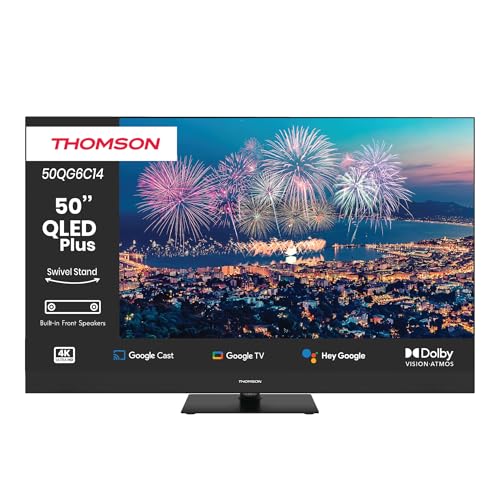 Thomson 50QG6C14, 50 Zoll (126cm) QLED Plus Google Smart TV mit 4K UHD, Dolby Audio, Wi-Fi, Bluetooth 5.1, Triple-Tuner und A+ Panel