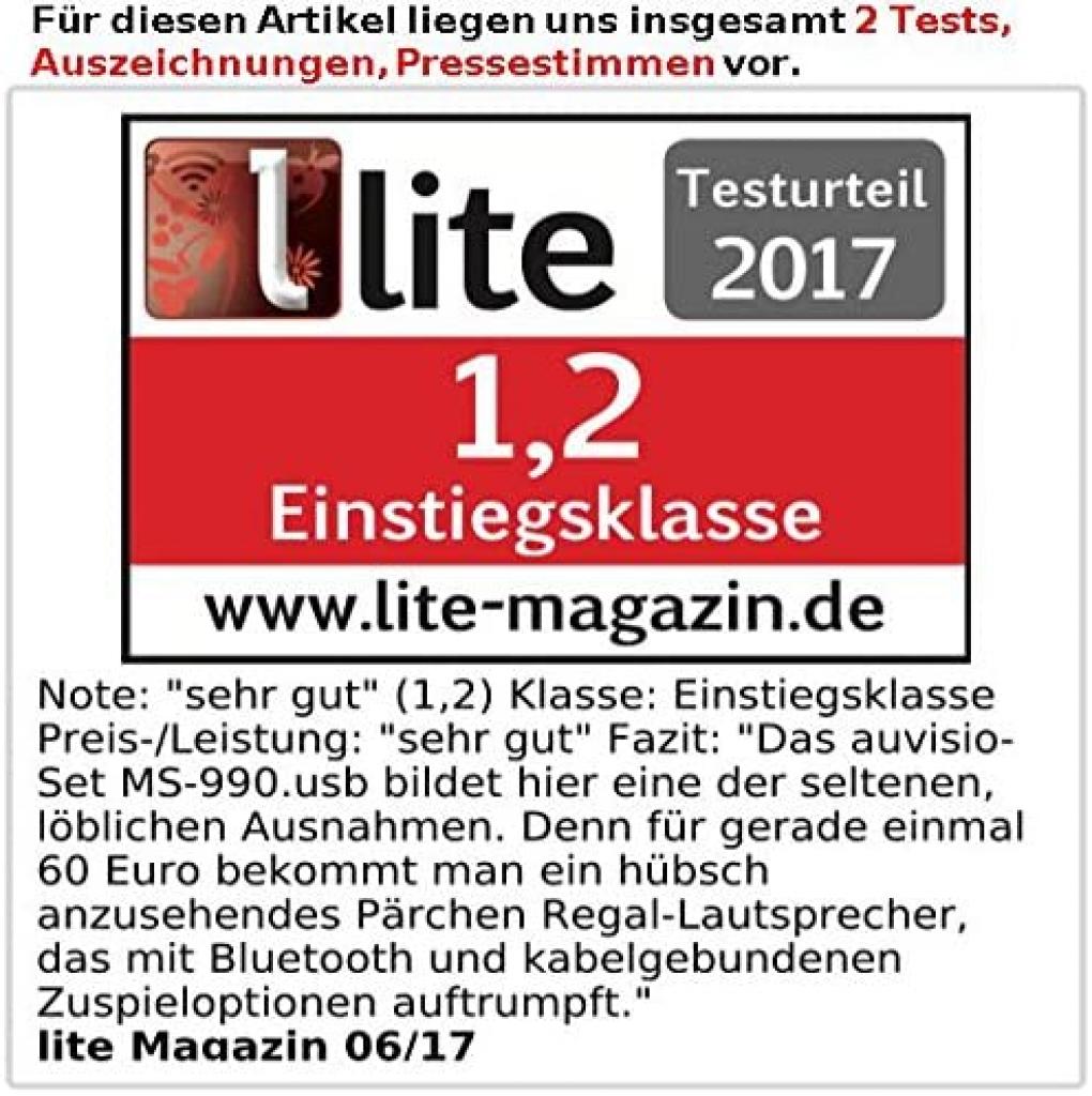 auvisio MSS-90.usb Lautsprecher Holz Gehäuse Aktiver Stereo-Regallautsprecher Bluetooth