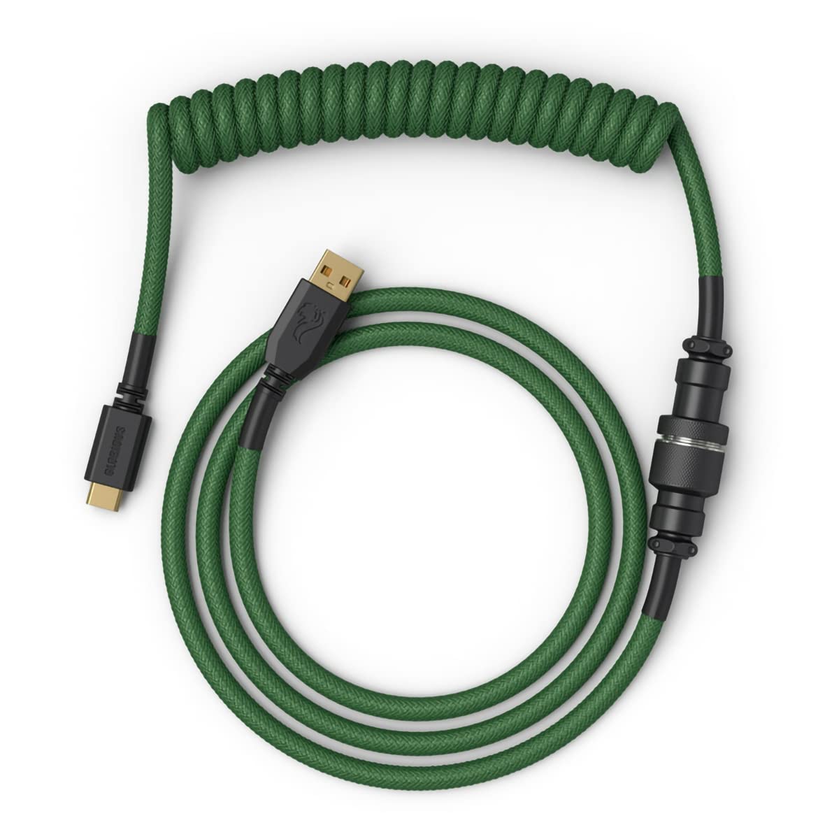Glorious PC Gaming Race Coiled Cable Forest Green, USB-C auf USB-A Spiralkabel, USB C Kabel Spiralkabel, Coiled Cable Keyboa