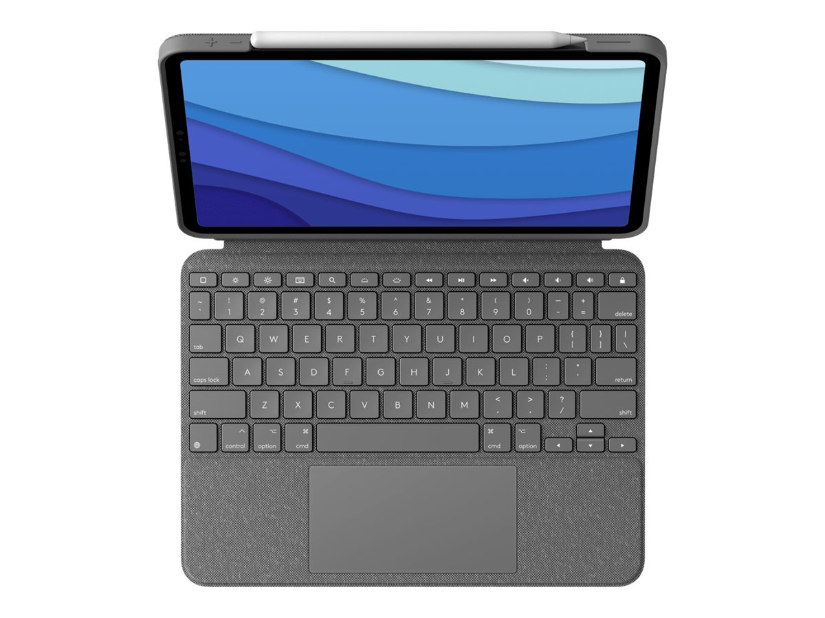 Logitech Combo Touch Tastatur und Foliohülle mit Trackpad für Apple iPad Pro 12.9, hintergrundbeleuchtet, Apple Smart connector, Englisch, Oxford Grey (920-010214)