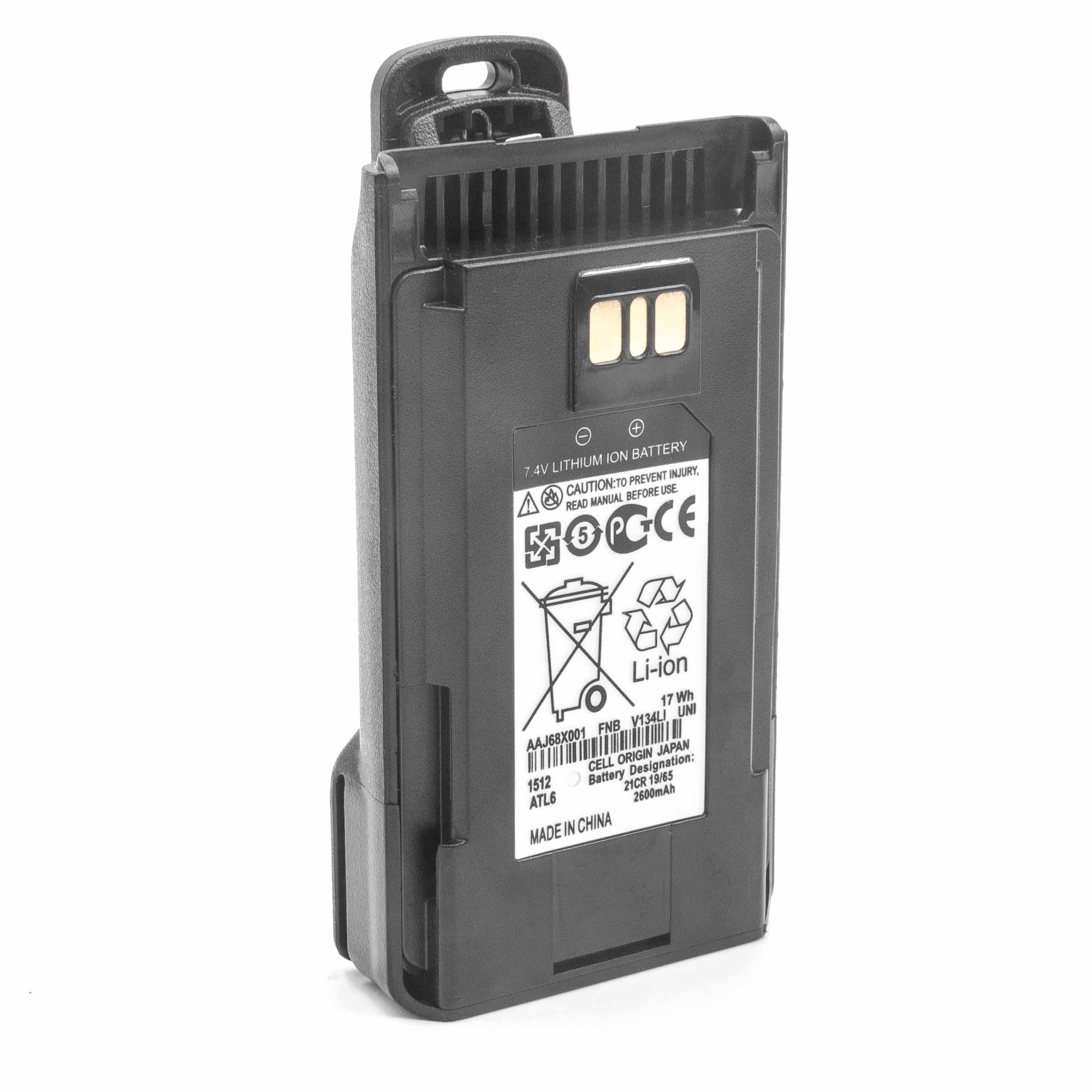 VHBW Akku Ersatz für Yaesu / Vertex AAJ67X001, AAJ68X001, FNB-V133LI, FNB-V134LI für Funkgerät, Walkie Talkie (2600mAh, 7,4V, Li-Ion)