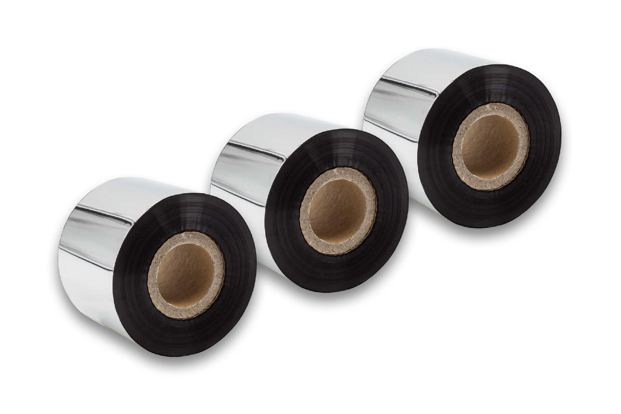 VHBW 3x Thermotransfer-Band kompatibel mit Zebra ZT220, ZT230 Drucker Etikettendrucker - Thermoband, Wischfest, 50 mm x 300 m, Schwarz