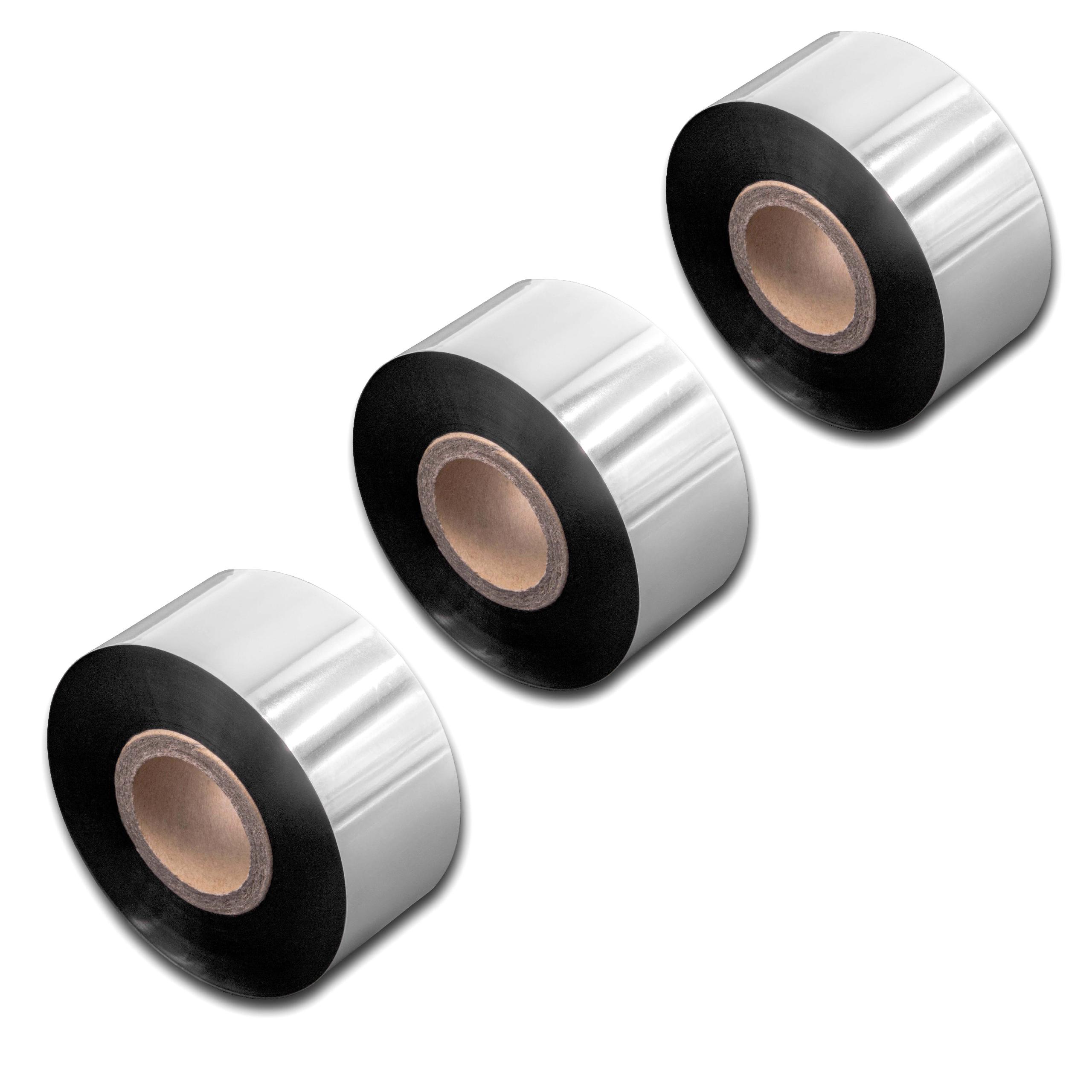 VHBW 3x Thermotransfer-Band kompatibel mit TSC TTP-268M, TTP-343 Plus Drucker Etikettendrucker - Thermoband, Wischfest, 30 mm x 300 m, Schwarz