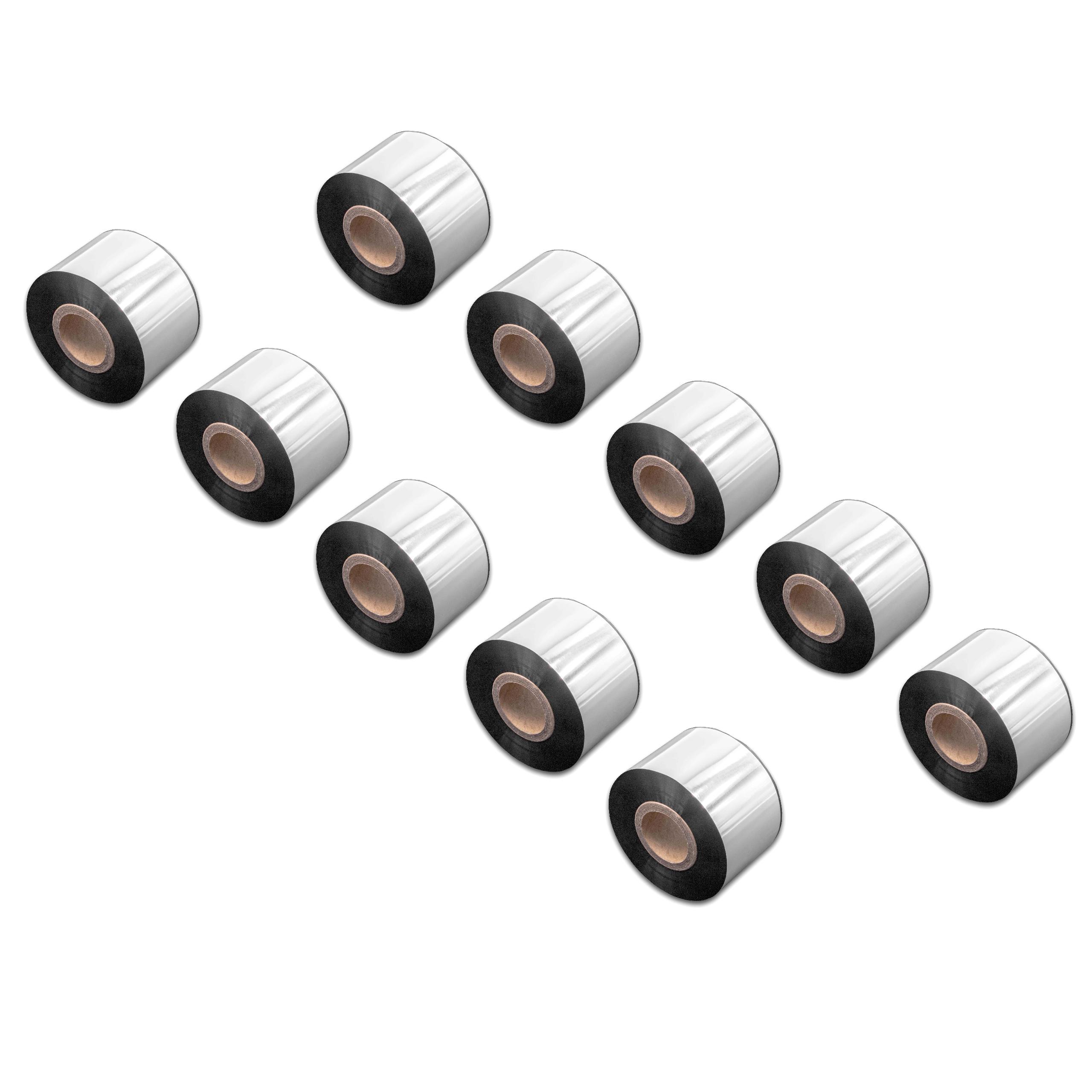 VHBW 10x Thermotransfer-Band kompatibel mit Valentin Vario II-Serie Drucker Etikettendrucker - Thermoband, Wischfest, 40 mm x 300 m, Schwarz
