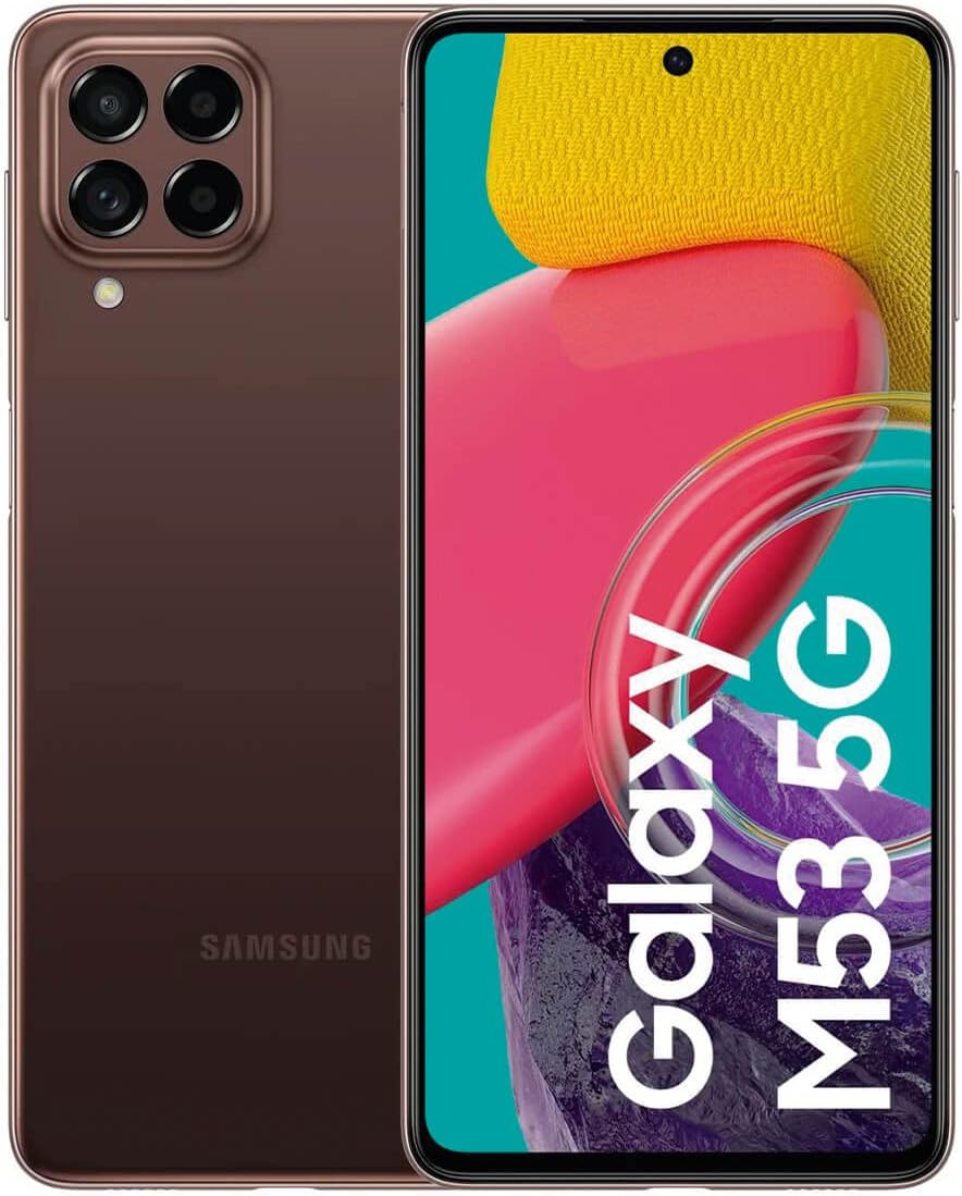 Samsung Galaxy M53 5G Smartphone 17,018cm (6,7 Zoll) AMOLED-Display, 128GB interner Speicher, 8GB RAM, Dual-SIM, Android 12, Brown
