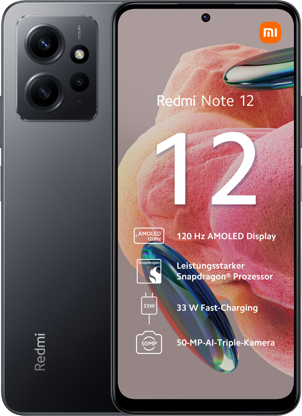 Xiaomi Redmi Note 12 4G Android 16,942cm Dual-SIM, Zoll) AMOLED-Display, Tests, Smartphone 13, 128GB (6,67 4GB Infos RAM, Preisvergleich Onyx & Speicher, interner Gray