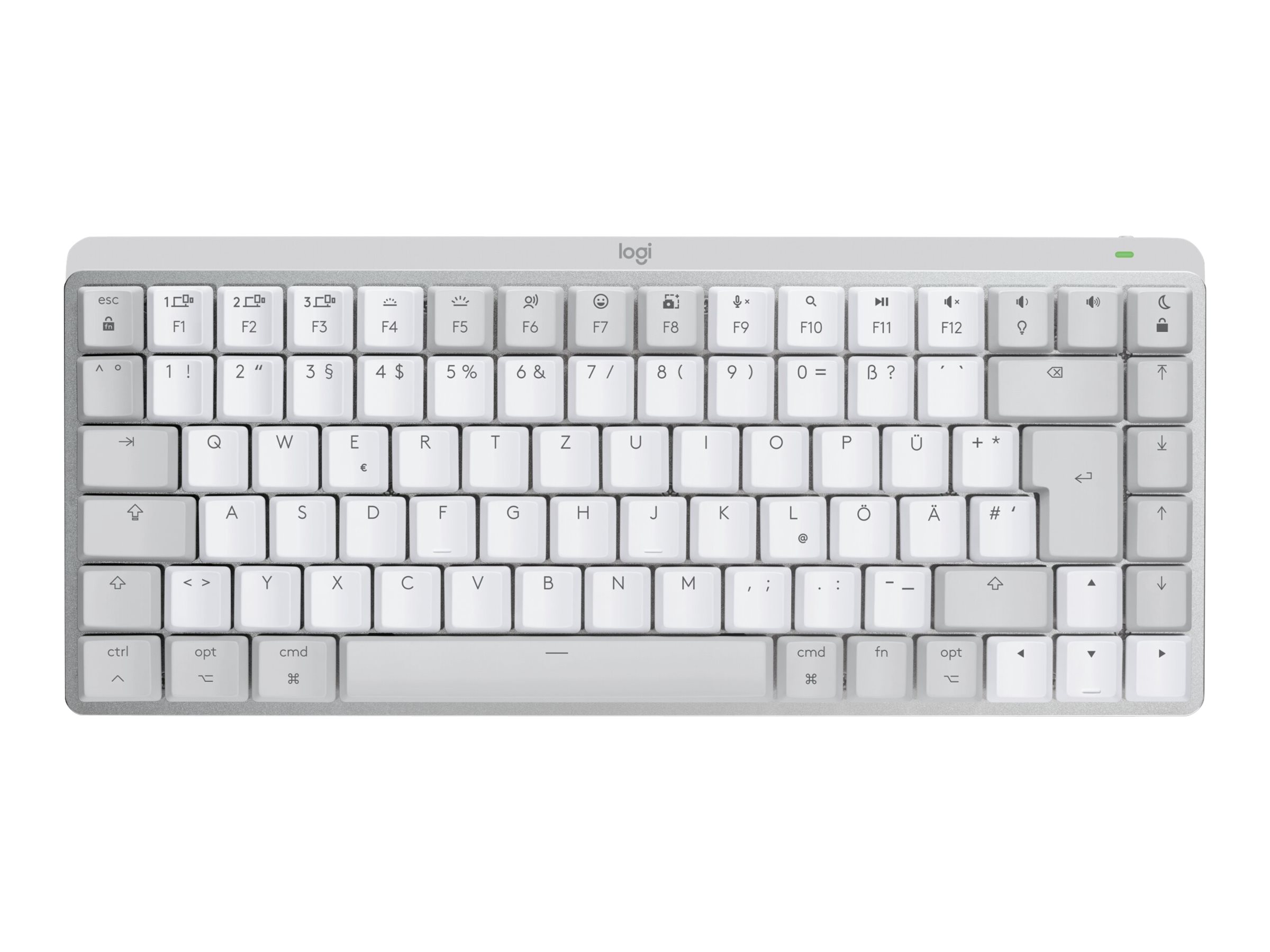 Logitech MX Mechanical Mini for Mac - Minimalist Wireless Illuminated Performance Keyboard, Tastatur, Bluetooth, USB Dongle, QWERTZ, mechanisch, weiß (920-010796)