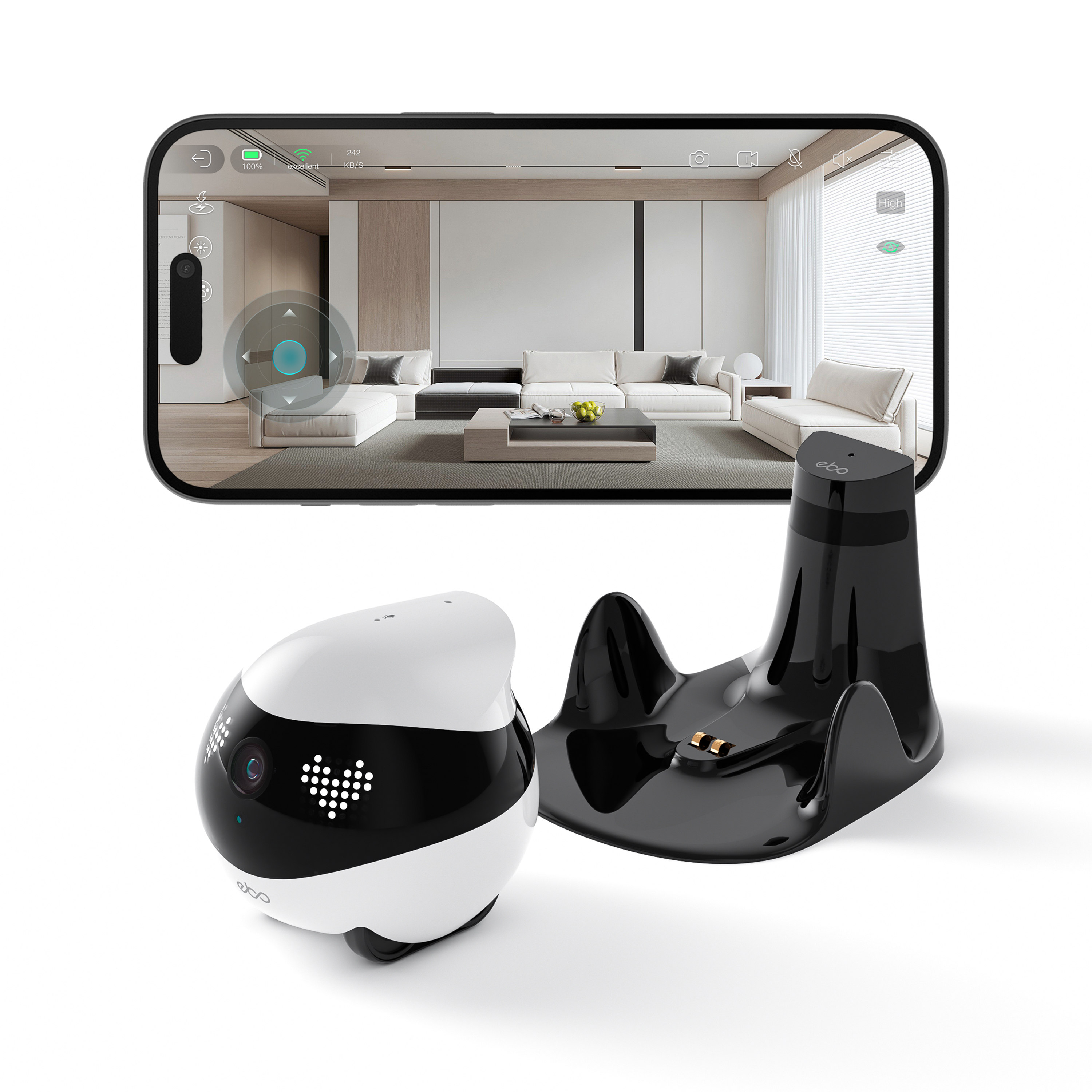 ENABOT Smart Home Kamera EBO Air 2: Mobiler KI‑Begleiterroboter mit HD‑Video, Haustier‑Interaktion & Auto‑Tracking