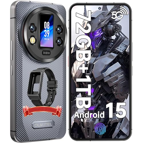 OUKITEL WP200 Pro 5G Outdoor Handy, 6,7” AMOLED FHD+ Display, 108 MP Kamera, 72GB+1TB, wasserdicht, Android 15, Bluetooth 5.3, grau