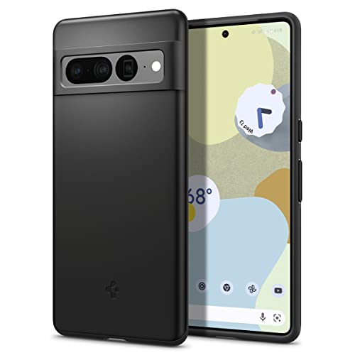 Spigen Thin Fit Hülle Kompatibel mit Google Pixel 7 Pro -Schwarz, Matte Oberfläche, Maßgeschneidert für alle Anschlüsse