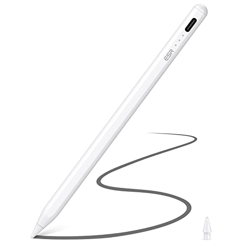 ESR Pencil 2. genetation, für Apple iPad9/8/7/6, iPad Air5/4/3, iPad Pro12.9 StylusPen, iPad Pro11 und iPad Mini6/5, iPadStift mit Neigungsempfindlichkeit,Palm Rejection,Magnetische Befestigung,Weiß