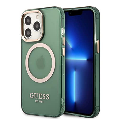 Guess GUHMP13LHTCMA Hülle für iPhone 13 Pro / 13 6,1" grün/Khaki Hard case Gold Outline