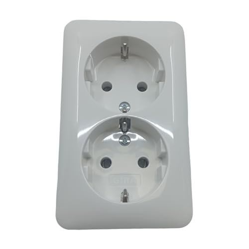 GIRA 478013 Steckdose 2 fach, Reinweiß, Glänzend, Mit Kinderschutz