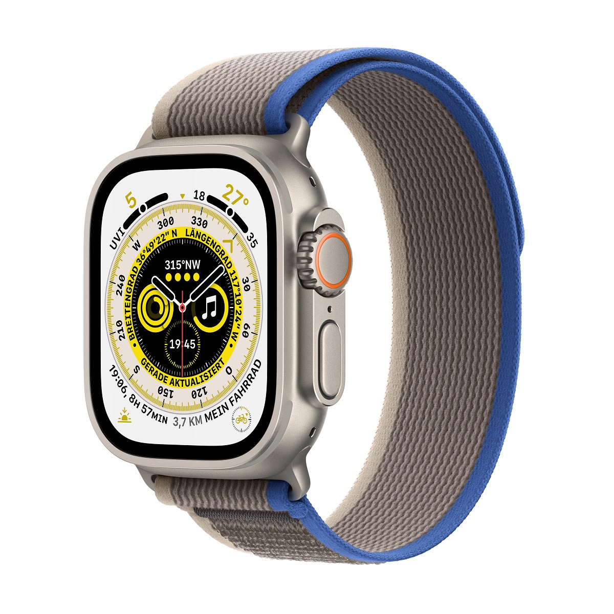 Apple Watch Ultra Smartwatch GPS + Cellular, 49mm, Titangehäuse, Trail Loop  Blau/Grau - S/M (MNHL3FD/A): Tests, Infos & Preisvergleich