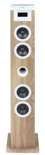 Thomson DS121CD Natural-White Partybox, Standlautsprecher mit Bluetooth, CD-Player, USB-Anschluss und FM-Radio, 60W Musikleistung