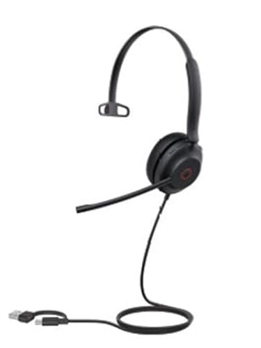 Yealink Headset UH35 Mono UC USB-C/A, Kabelgebundenes On-Ear Mono Headset mit dualem Mikrofon und hautfreundlichem Tragekomfort