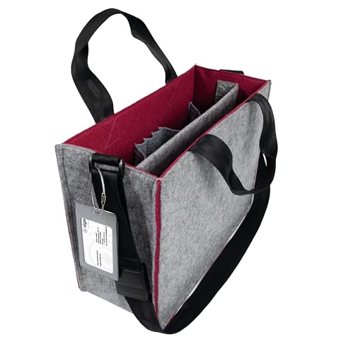 Sigel Notebooktasche Desk Sharing Bag Bicolor M, Grau/Rot, für Laptops bis 15,4 Zoll, leicht und umweltfreundlich aus recyceltem PET.