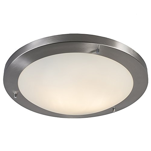 Qazqa Design Moderne Außen Deckenleuchte Yuma - Stahl Silber nickel matt 41 cm IP44, LED geeignet E27 - Preisvergleich
