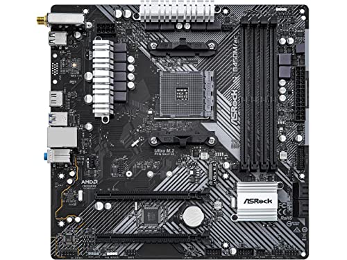 ASRock B450M/AC R2.0 AM4 AMD Promontory B450 Micro ATX Motherboard mit Ryzen 2000-5000 Unterstützung, HDMI & CrossFireX