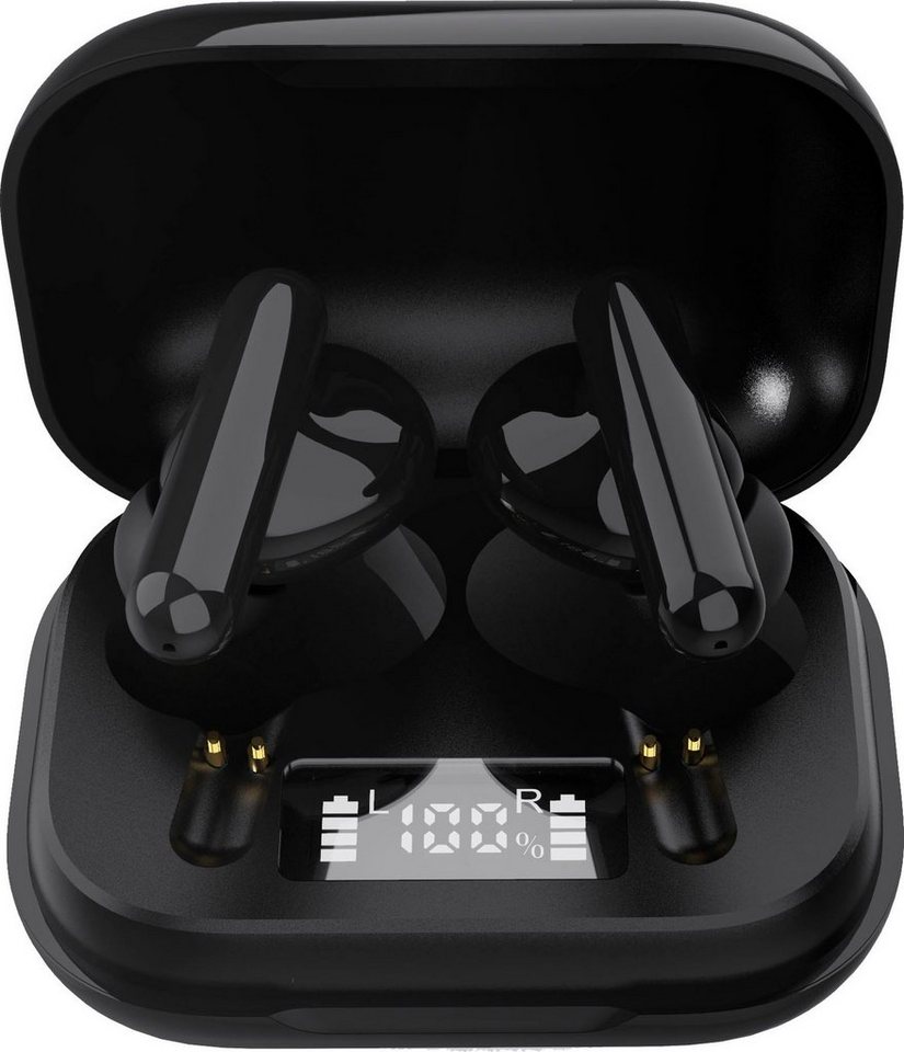 Hanseatic HWE-23, Wireless In-Ear-Kopfhörer mit LED Ladestandsanzeige und Bluetooth 5.0, schwarz