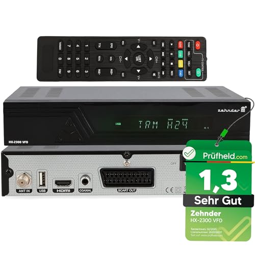 Zehnder HX 2300 VFD, Digital Sat-Receiver mit PVR Aufnahmefunktion, HD fähig, Full HD, alphanumerisches Display, Unicable-Unterstützung, HDMI & SCART Anschluss