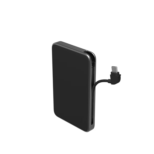 ZAGG mophie Powerstation Plus mini, Power Bank mit 5.000mAh, integriertes USB-C Kabel, Schnellladen für 2 Geräte, Schwarz