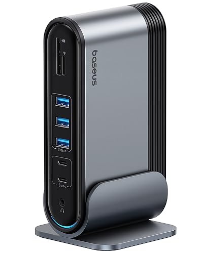 Baseus Docking Station USB C 3 Monitore 4K@60Hz [17 in 1] Gigabit Ethernet für HP/Lenovo/Dell/MacBook/Surface Laptop